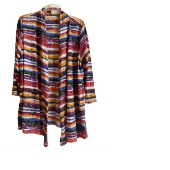 Kim Rogers 3/4 Sleeve Striped Cardigan, Size 2X - Picture 1 of 4